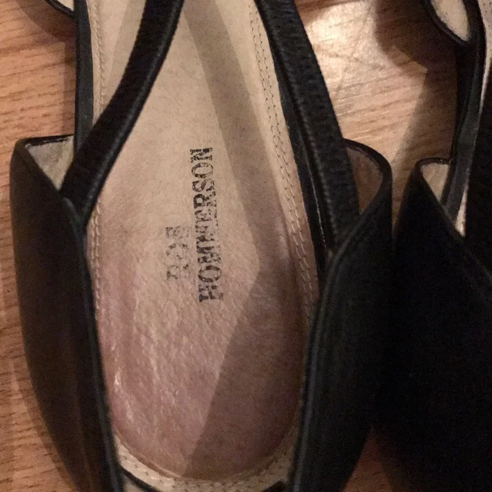 Ros Hommerson Black Leather miniwedge shoes